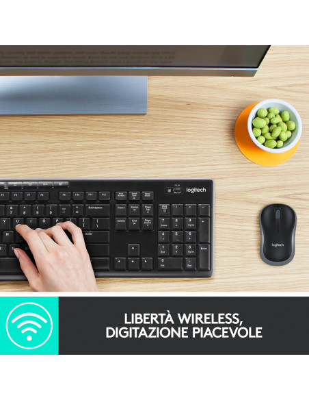 Logitech MK270 Combo Tastiera e Mouse Wireless per Windows, 2,4 GHz Wireless, Mouse Compatto, 8 Tasti Multimediali e di Scelta R