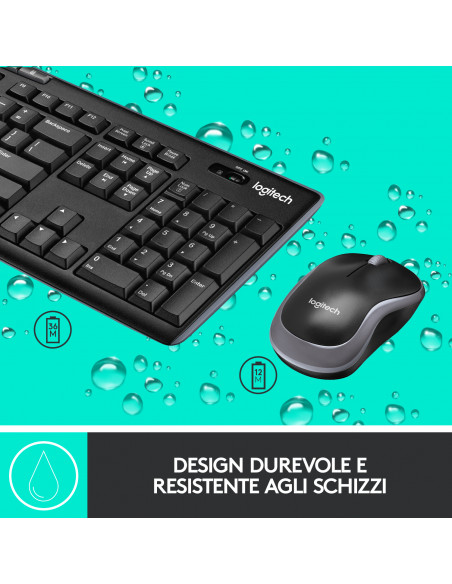 Logitech MK270 Combo Tastiera e Mouse Wireless per Windows, 2,4 GHz Wireless, Mouse Compatto, 8 Tasti Multimediali e di Scelta R