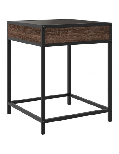 Tavolino da Salotto con LED Infinity Rovere Marrone 40x40x51 cm