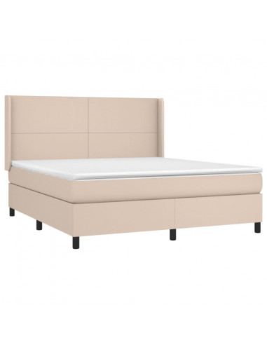 Giroletto Molle Materasso e LED Cappuccino 160x200cm Similpelle