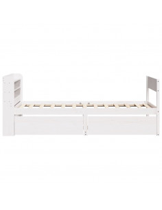 Letto senza Materasso Bianco 75x190 in Legno Massello di Pino 2