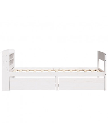 Letto senza Materasso Bianco 75x190 in Legno Massello di Pino