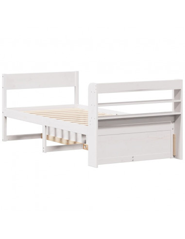 Letto senza Materasso Bianco 75x190 in Legno Massello di Pino