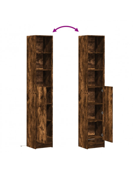 Credenza con LED Rovere Fumo 36x32,5x200cm in Legno Multistrato