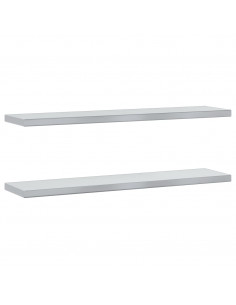 Mensole a Muro 2pz 100x23,5x3cm Argento in Acciaio Inossidabile 2