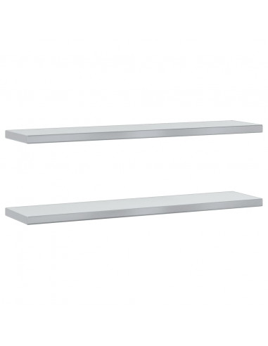 Mensole a Muro 2pz 100x23,5x3cm Argento in Acciaio Inossidabile