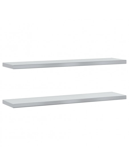 Mensole a Muro 2pz 100x23,5x3cm Argento in Acciaio Inossidabile