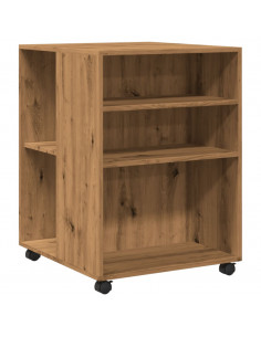 Tavolino con Ruote Rovere Artigianale 55x60x78 cm in Truciolato 2