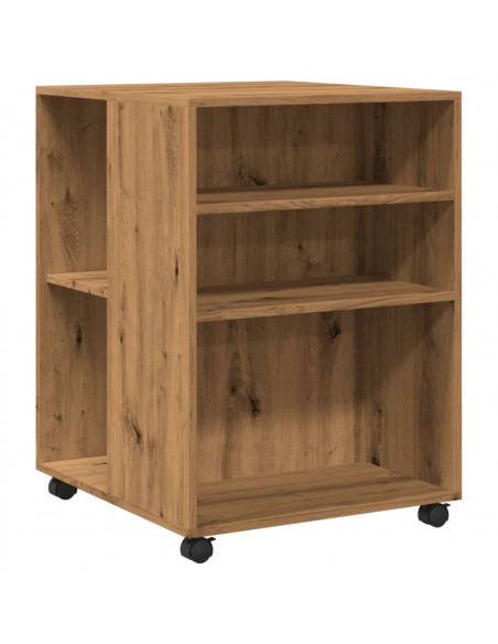 Tavolino con Ruote Rovere Artigianale 55x60x78 cm in Truciolato
