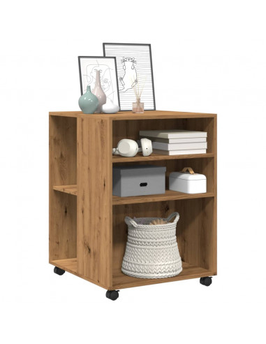 Tavolino con Ruote Rovere Artigianale 55x60x78 cm in Truciolato