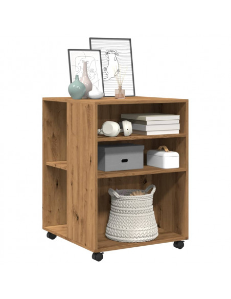 Tavolino con Ruote Rovere Artigianale 55x60x78 cm in Truciolato