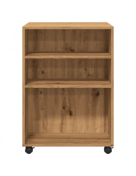 Tavolino con Ruote Rovere Artigianale 55x60x78 cm in Truciolato