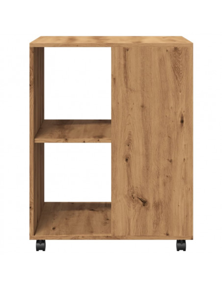 Tavolino con Ruote Rovere Artigianale 55x60x78 cm in Truciolato