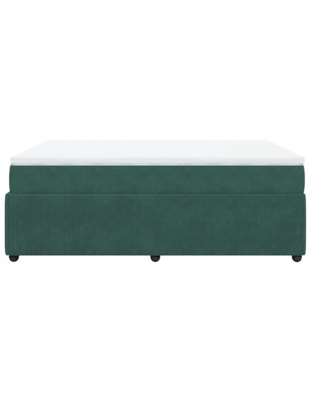 Giroletto a Molle con Materasso Verde Scuro 140x200 cm Velluto