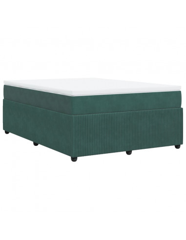 Giroletto a Molle con Materasso Verde Scuro 140x200 cm Velluto