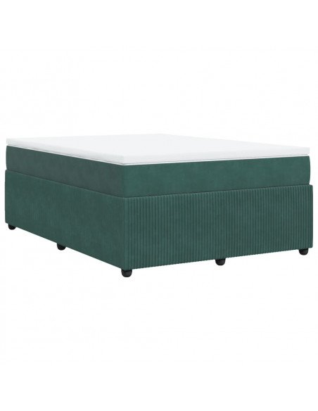 Giroletto a Molle con Materasso Verde Scuro 140x200 cm Velluto
