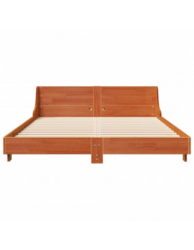 Giroletto con Testiera Marrone Cera 140x190 cm Massello Pino