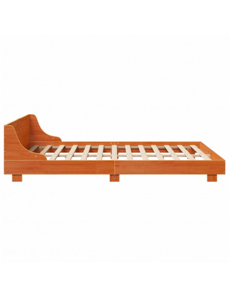 Giroletto con Testiera Marrone Cera 140x190 cm Massello Pino