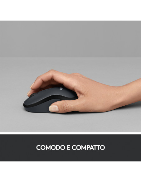 Logitech M220 SILENT Mouse Wireless, 2,4 GHz con Ricevitore USB, Tracciamento Ottico 1000 DPI, Durata Batteria di 18 Mesi, Ambid