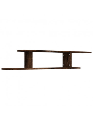 Scaffale TV a Parete Rovere Fumo 125x18x23 cm Legno Multistrato