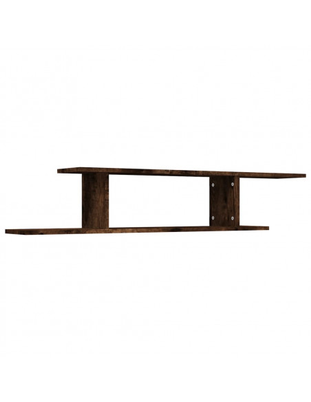 Scaffale TV a Parete Rovere Fumo 125x18x23 cm Legno Multistrato