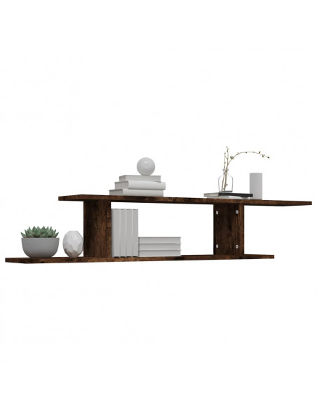 Scaffale TV a Parete Rovere Fumo 125x18x23 cm Legno Multistrato