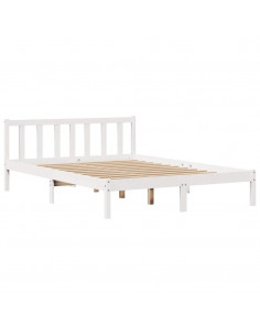 Letto senza Materasso Bianco 140x190 cm Legno Massello di Pino 2