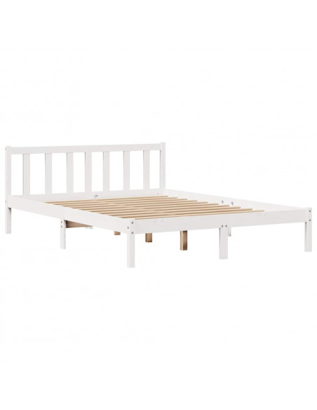 Letto senza Materasso Bianco 140x190 cm Legno Massello di Pino