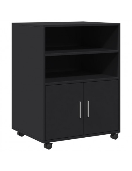 Mobiletto con Ruote Nero 60x48x81 cm in Truciolato