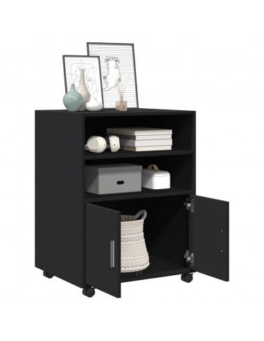 Mobiletto con Ruote Nero 60x48x81 cm in Truciolato