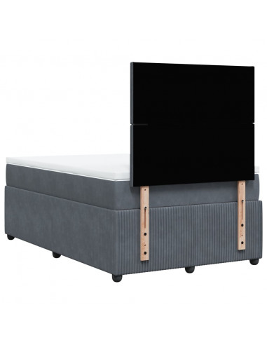 Giroletto a Molle con Materasso Grigio Scuro 120x200 cm Velluto