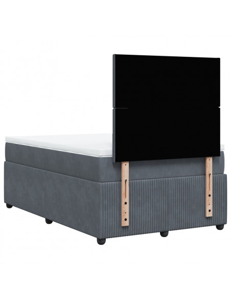 Giroletto a Molle con Materasso Grigio Scuro 120x200 cm Velluto