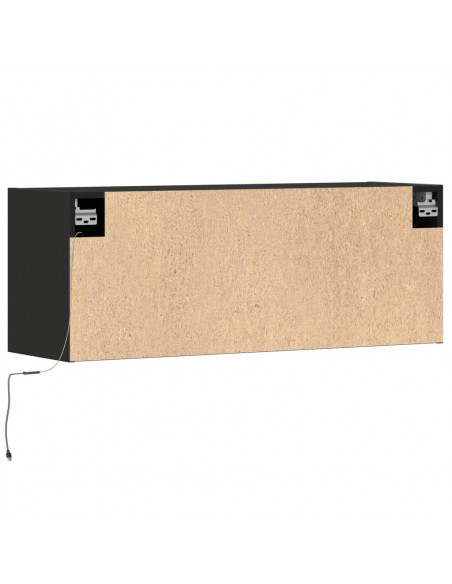 Mobile TV a Parete con Luci LED Nero 100x31x35 cm