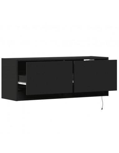 Mobile TV a Parete con Luci LED Nero 100x31x35 cm