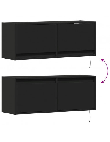 Mobile TV a Parete con Luci LED Nero 100x31x35 cm