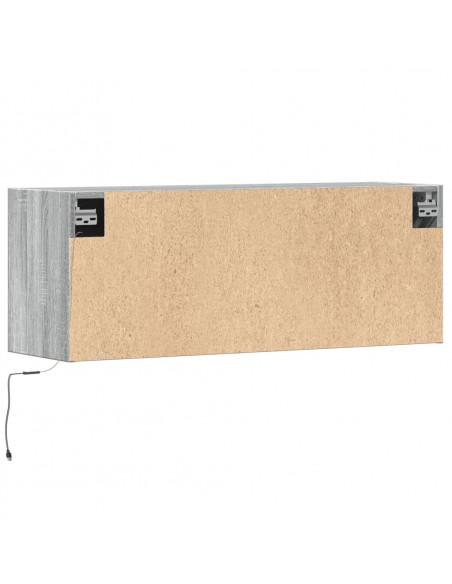 Mobile TV a Parete con Luci LED Grigio Sonoma 100x31x35 cm