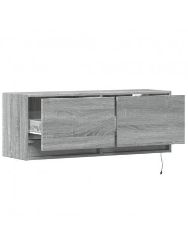 Mobile TV a Parete con Luci LED Grigio Sonoma 100x31x35 cm