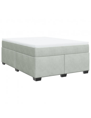 Giroletto a Molle con Materasso Grigio Chiaro 160x200cm Velluto