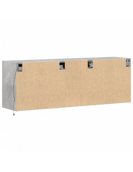 Mobile TV a Parete con Luci LED Grigio Cemento 130x31x45 cm