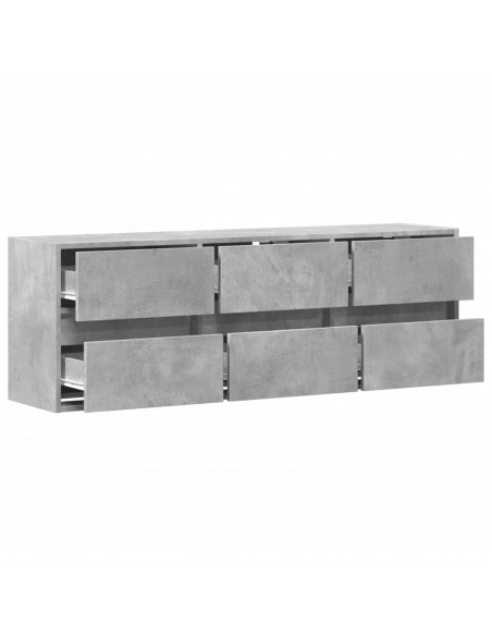 Mobile TV a Parete con Luci LED Grigio Cemento 130x31x45 cm