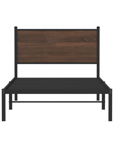 Giroletto con Testiera in Metallo Rovere Marrone 100x200 cm