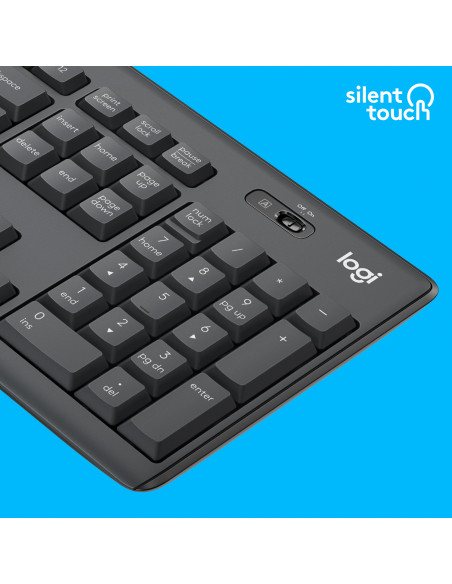 Logitech MK295 Silent Wireless Combo tastiera Mouse incluso Ufficio USB QWERTY US International Grafite