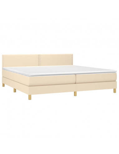 Letto a Molle Materasso e LED bianco 200x200cm in Tessuto