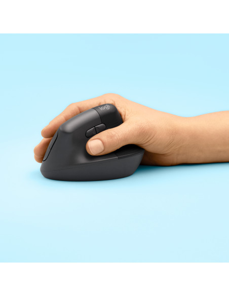 Logitech Lift Mouse Ergonomico Verticale, Senza Fili, Ricevitore Bluetooth o Logi Bolt USB, Clic Silenziosi, 4 Tasti, Compatibil