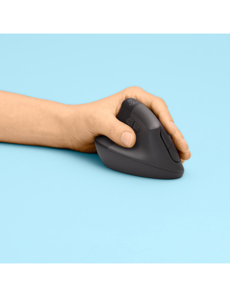 Logitech Lift Left Mouse Ergonomico Verticale, per Mancini, Senza Fili, Bluetooth o Logi Bolt USB, Clic Silenziosi, 4 Tasti, Com