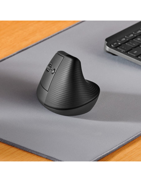 Logitech Lift Left Mouse Ergonomico Verticale, per Mancini, Senza Fili, Bluetooth o Logi Bolt USB, Clic Silenziosi, 4 Tasti, Com