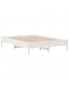 Letto senza Materasso Bianco 160x200 cm Legno Massello di Pino 2
