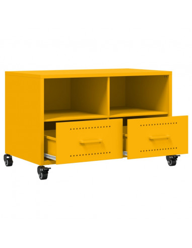 Mobile TV Giallo Senape 68x39x43,5cm Acciaio Laminato a Freddo