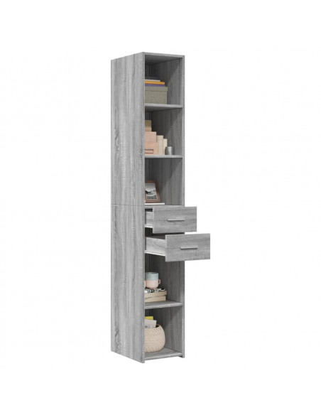 Credenza Grigio Sonoma 30x42,5x185 cm in Legno Multistrato