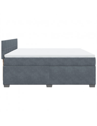 Giroletto a Molle con Materasso Grigio Scuro 180x200 cm Velluto